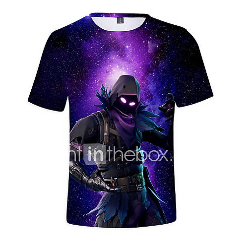 Heren Print T Shirt Grafisch Paars Xxl huismerk kopen in de aanbieding