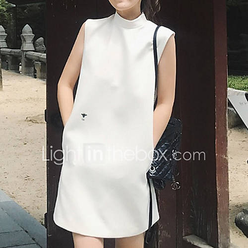 Dames Standaard Recht Jurk Effen Geborduurd Boven De Knie huismerk kopen in de aanbieding