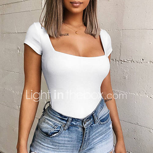 Dames Standaard Je Hals Wit Zwart Rood Slank Babypakje Effen M L Xl huismerk kopen in de aanbieding