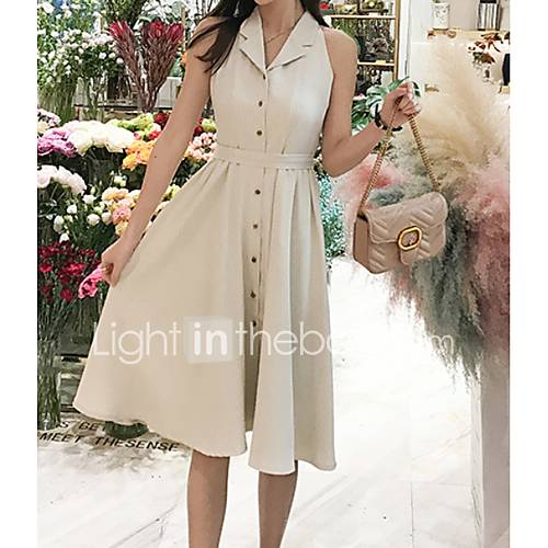 Dames A Lijn Jurk V Hals Midi huismerk kopen in de aanbieding