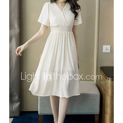 Midi Slim Eenlijn Dames Hals V Beige One Size huismerk kopen in de aanbieding