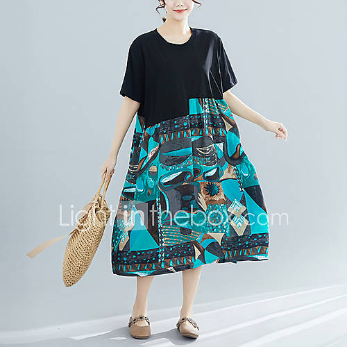 Midi Swing Damesjurk Regenboog One Size huismerk kopen in de aanbieding