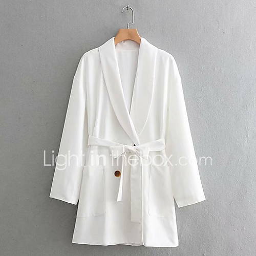 Dames Dagelijks Lang Jas Effen Ingesneden Revers Lange Mouw Polyester Wit S M huismerk kopen in de aanbieding Dames Dagelijks Lang Jas Effen Ingesneden Revers Lange Mouw Polyester Wit S M huismerk kopen in de aanbieding