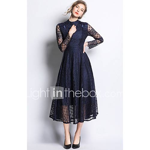 Dames Elegant A Lijn Jurk Effen Kant Midi huismerk kopen in de aanbieding Dames Elegant A Lijn Jurk Effen Kant Midi huismerk kopen in de aanbieding