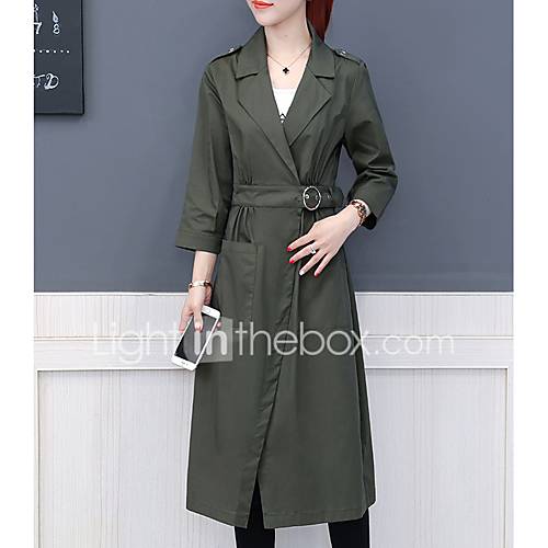 Dames Dagelijks Standaard Lente Herfst Lang Trenchcoat Effen Puntige Revers 34 Mouw Polyester Beige Leger Groen Khaki M L Xl huismerk kopen in de aanbieding Dames Dagelijks Standaard Lente Herfst Lang Trenchcoat Effen Puntige Revers 34 Mouw Polyester Beige Leger Groen Khaki M L Xl huismerk kopen in de aanbieding