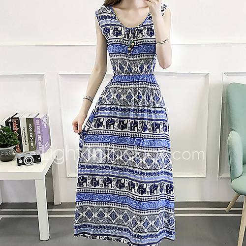 Maxi Swing Damesjurk V Hals Wit Rood Zwart S M L Xl huismerk kopen in de aanbieding