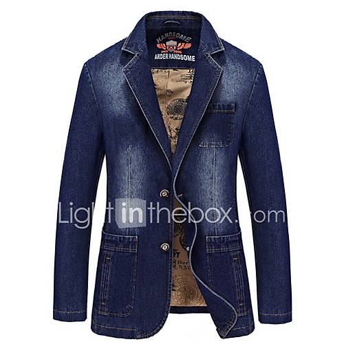 Heren Blazer Effen Ingesneden Revers Polyester Blauw Zwart Xxl Xxxl Xxxxl huismerk kopen in de aanbieding