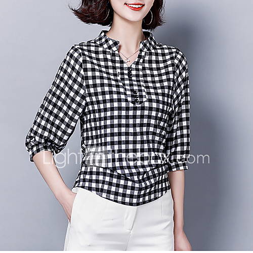 Dames Overhemd Blokken Bruin Xxl huismerk kopen in de aanbieding