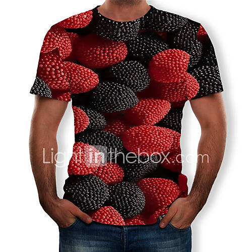 Heren Print T Shirt Kleurenblok 3D Fruit huismerk kopen in de aanbieding