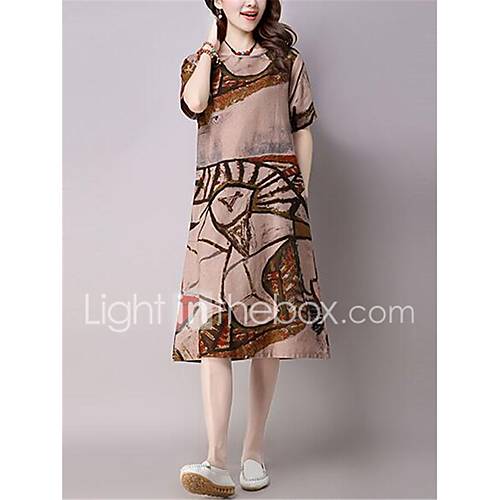 Dames Chinoiserie A Lijn Jurk Geometrisch Print Tot De Knie huismerk kopen in de aanbieding