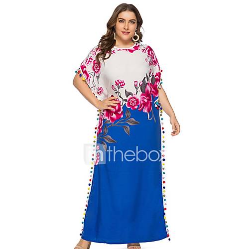 Dames Maxi Shift Jurk Blauw L Xl Xxl Xxxl huismerk kopen in de aanbieding