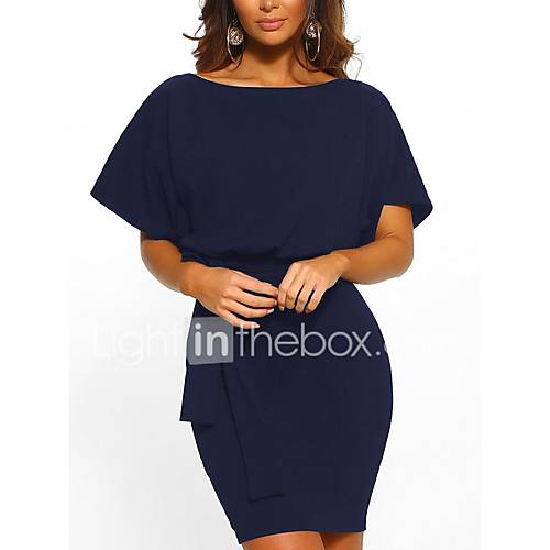 Dames Bodycon Jurk Strik Ruche Boven De Knie huismerk kopen in de aanbieding