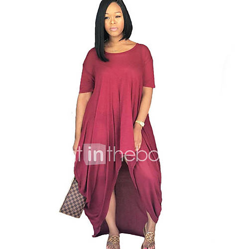 Dames Standaard A Lijn Jurk Effen Met Ruches Asymmetrisch huismerk kopen in de aanbieding