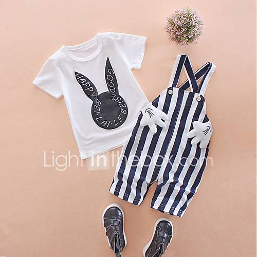 Peuter Meisjes Verfijnd Cartoon Korte Mouw Katoen Spandex Kledingset Wit huismerk kopen in de aanbieding