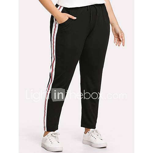 Dames Street Chic Chinos Zwaar Katoen Broek Gestreept Zwart huismerk kopen in de aanbieding