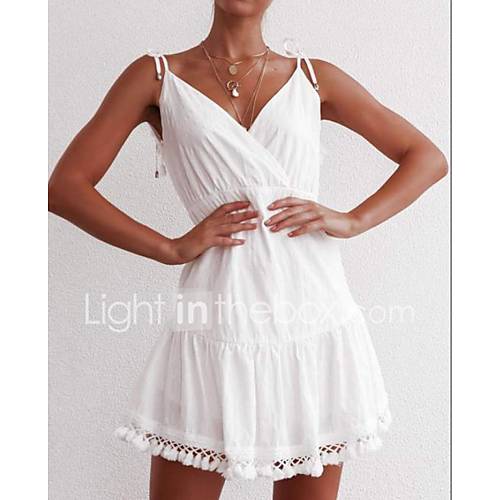 Dames Standaard Elegant A Lijn Jurk Effen Kant Tot De Knie huismerk kopen in de aanbieding