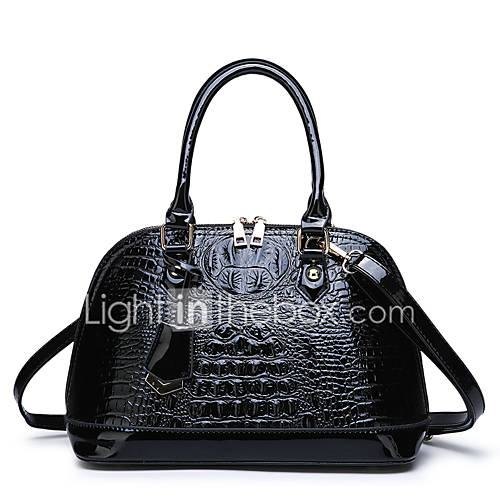 Dames Tassen Lakleer Pu Schoudertas Knopen Rits Krokodil Zwart Rood Paars huismerk kopen in de aanbieding