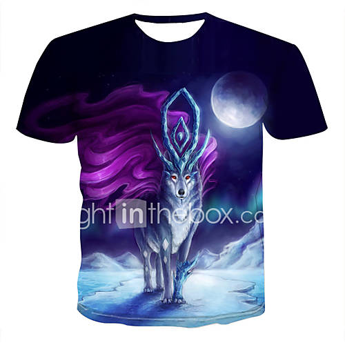 Heren Print T Shirt Kleurenblok 3D Dier Marine Blauw Xxxxl huismerk kopen in de aanbieding