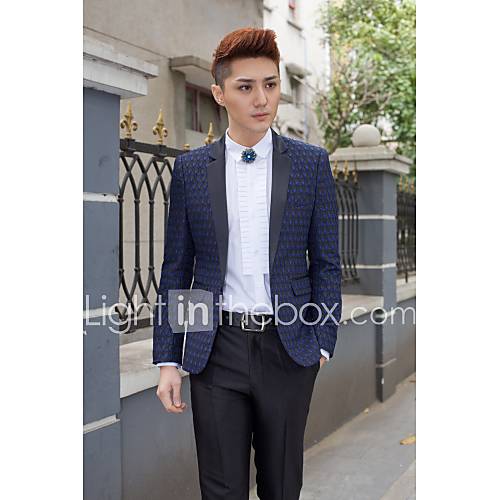 Zwart Blauw Stippen Standaard Pasvorm Katoen Polyester Pak Inkeping Single Breasted Een Knoops Suits huismerk kopen in de aanbieding Zwart Blauw Stippen Standaard Pasvorm Katoen Polyester Pak Inkeping Single Breasted Een Knoops Suits huismerk kopen in de aanbieding