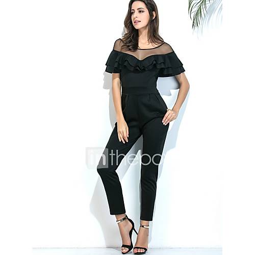 Dames Zwart Wijn Jumpsuit Effen L Xl Xxl huismerk kopen in de aanbieding