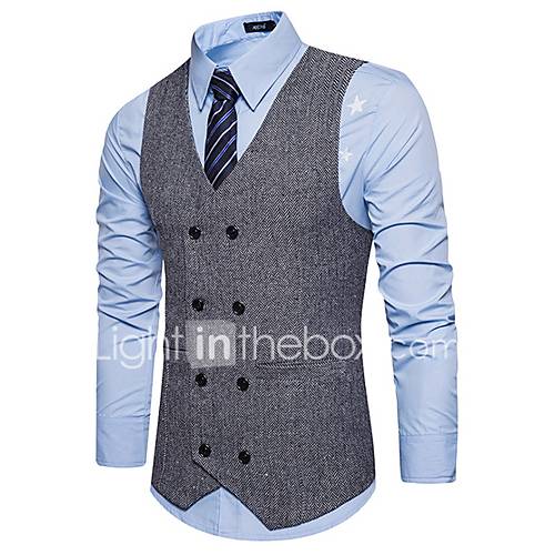 Heren Blazer Effen V Hals Polyester Zwart Grijs Khaki L Xl Xxl huismerk kopen in de aanbieding