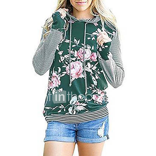 Dames Informeel Leuke En Mooie Style Trui Met Capuchon Gestreept Bloemen huismerk kopen in de aanbieding