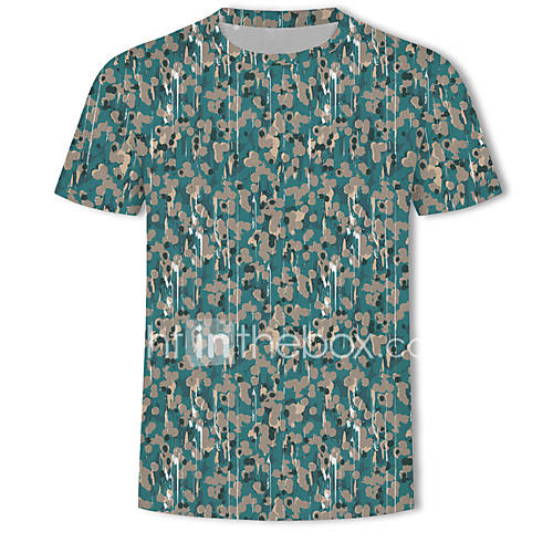 Heren Print T Shirt Geometrisch Kleurenblok 3D Blauw Xxxxl huismerk kopen in de aanbieding