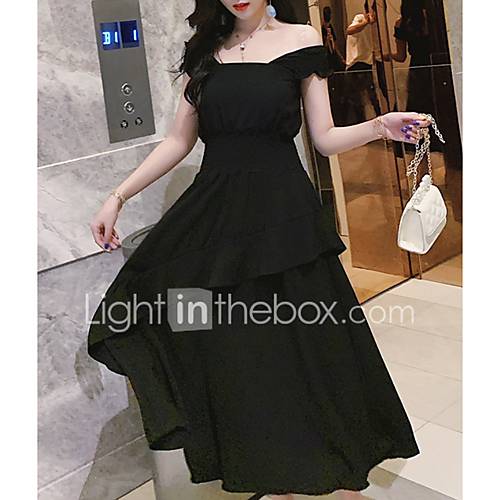 Dames A Lijn Jurk Vierkante Hals Midi huismerk kopen in de aanbieding