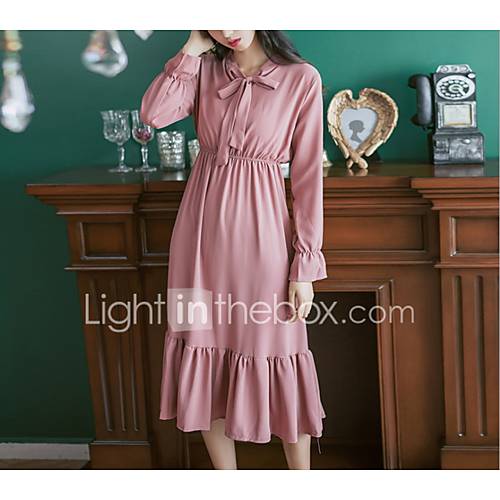 Dames Knielange Skaterjurk Blozend Roze S M L Xl huismerk kopen in de aanbieding