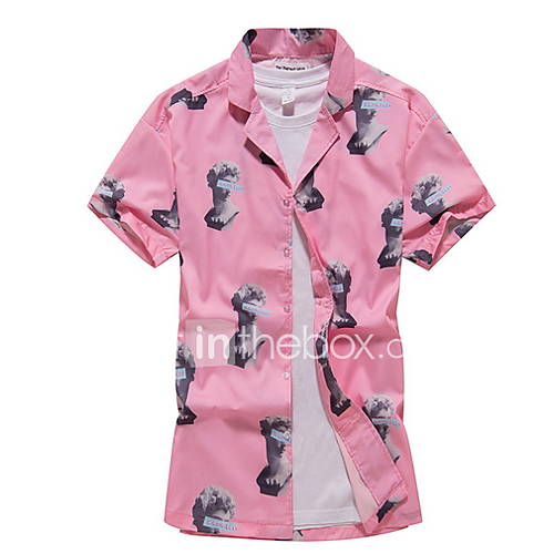 Heren Overhemd Grafisch Blozend Roze huismerk kopen in de aanbieding
