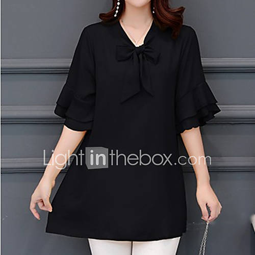 Dames Kant Patchwork Blouse Effen Zwart Xxxxl huismerk kopen in de aanbieding