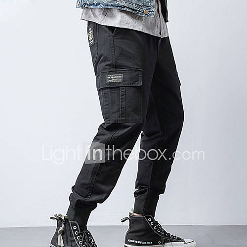 Heren Street Chic Jogger Broek Effen Zwart huismerk kopen in de aanbieding