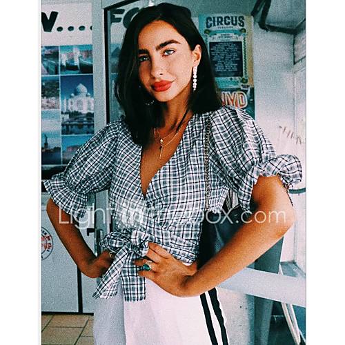 Dames Overhemd Blokken Grijs huismerk kopen in de aanbieding