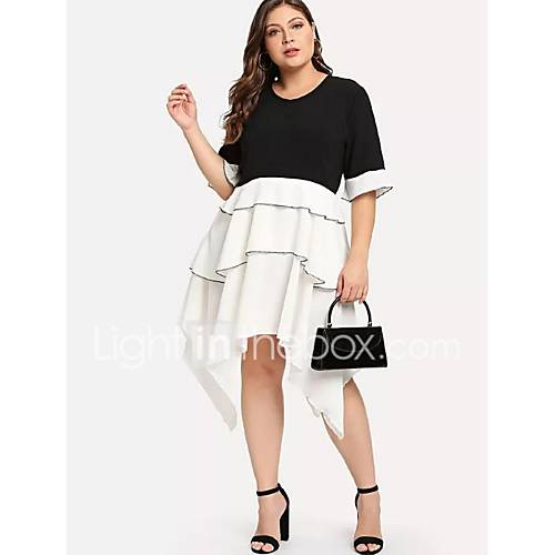 Dames Elegant A Lijn Jurk Kleurenblok Asymmetrisch huismerk kopen in de aanbieding Dames Elegant A Lijn Jurk Kleurenblok Asymmetrisch huismerk kopen in de aanbieding