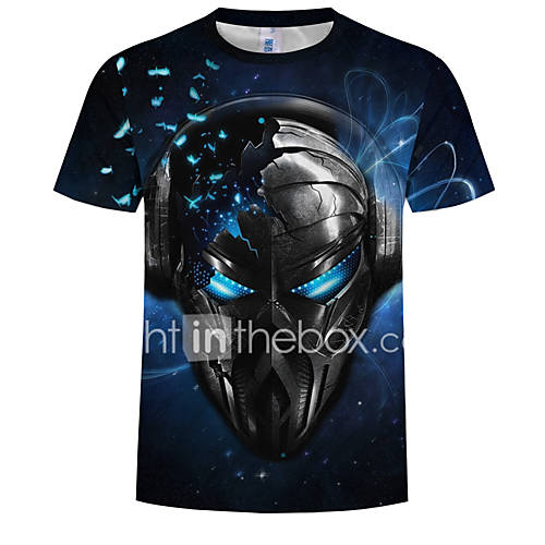 Heren Print T Shirt Kleurenblok 3D Doodskoppen Marineblauw Xl huismerk kopen in de aanbieding