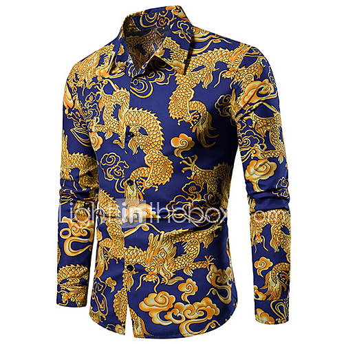 Heren Print Overhemd Dier Blauw Xxl huismerk kopen in de aanbieding