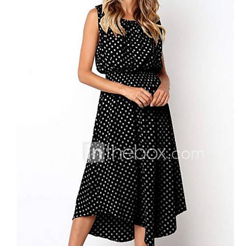 Dames A Lijn Jurk Polka Dot Print Midi huismerk kopen in de aanbieding