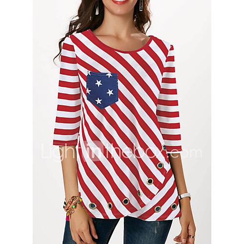 Dames T Shirt Gestreept Rood Xl huismerk kopen in de aanbieding