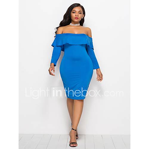 Dames Street Chic Schede Jurk Effen Blote Rug Tot De Knie huismerk kopen in de aanbieding