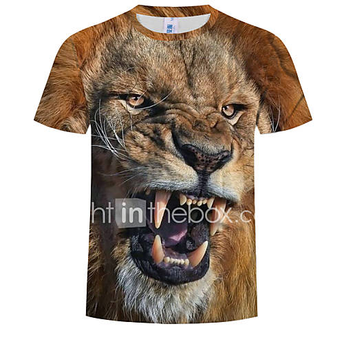 Heren Print T Shirt 3D Dier Khaki Xxxxl huismerk kopen in de aanbieding