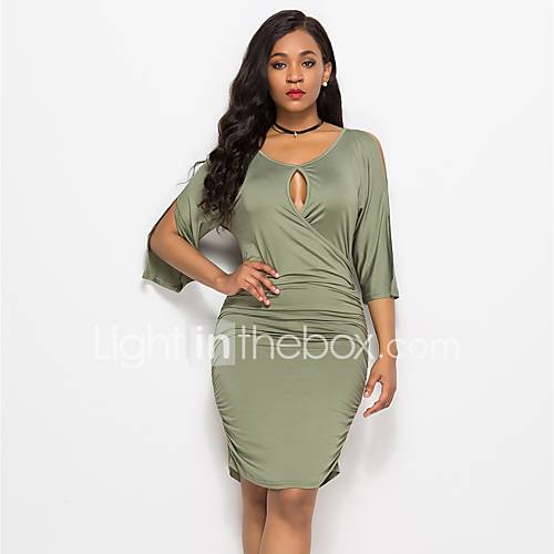 Dames Street Chic Schede Jurk Effen Cut Out Tot De Knie huismerk kopen in de aanbieding