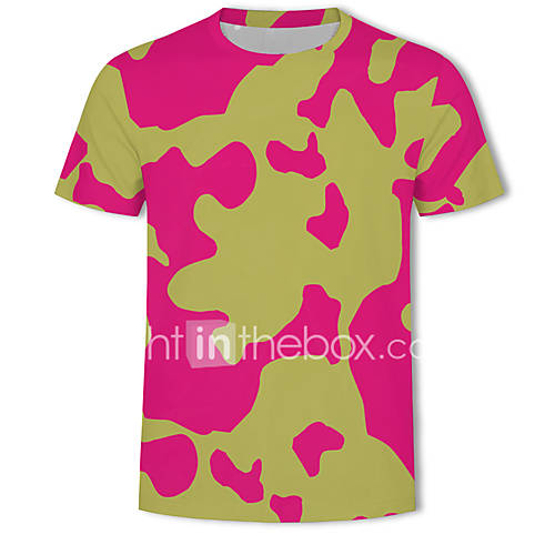 Heren Print T Shirt Kleurenblok 3D Fuchsia Xxxxl huismerk kopen in de aanbieding