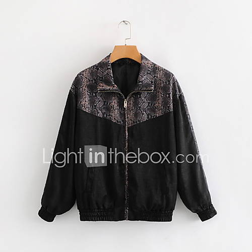 Dames Dagelijks Normaal Jack Luipaard Overhemdkraag Lange Mouw Polyester Zwart S M huismerk kopen in de aanbieding Dames Dagelijks Normaal Jack Luipaard Overhemdkraag Lange Mouw Polyester Zwart S M huismerk kopen in de aanbieding