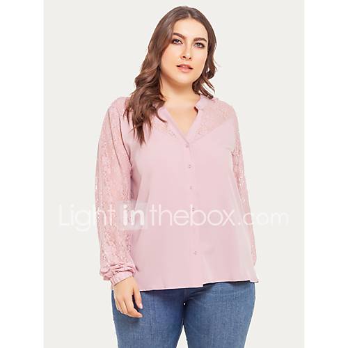 Dames Overhemd Effen Blozend Roze Xxl huismerk kopen in de aanbieding