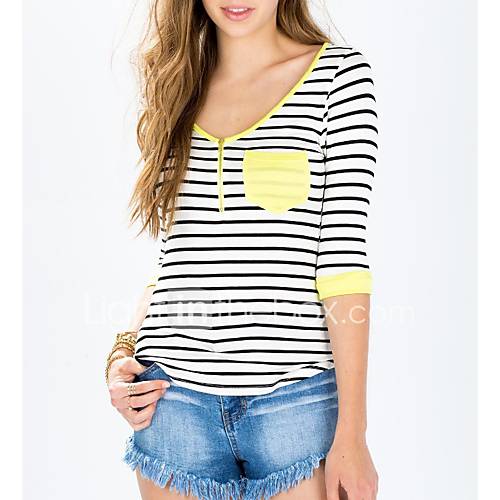 Dames T Shirt Gestreept Geel huismerk kopen in de aanbieding