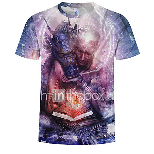 Heren Print T Shirt 3D Cartoon Lichtblauw Xxxxl huismerk kopen in de aanbieding