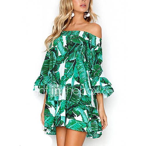 Dames Standaard Skater Jurk Geometrisch Ruche Boven De Knie huismerk kopen in de aanbieding