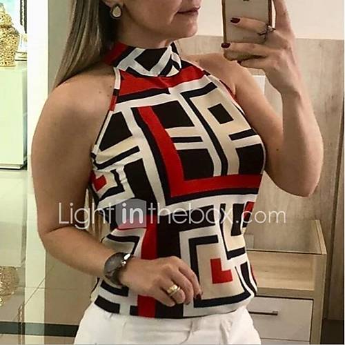 Dames Singlet Kleurenblok Rood Xxl huismerk kopen in de aanbieding