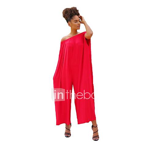 Dames Street Chic Wit Zwart Rood Jumpsuit Effen Xl Xxl Xxxl huismerk kopen in de aanbieding
