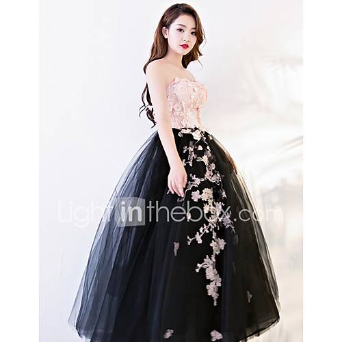 A Lijn Strapless Tot De Enkel Tule Jurk Met Patroon Print Door Lan Ting Express huismerk kopen in de aanbieding